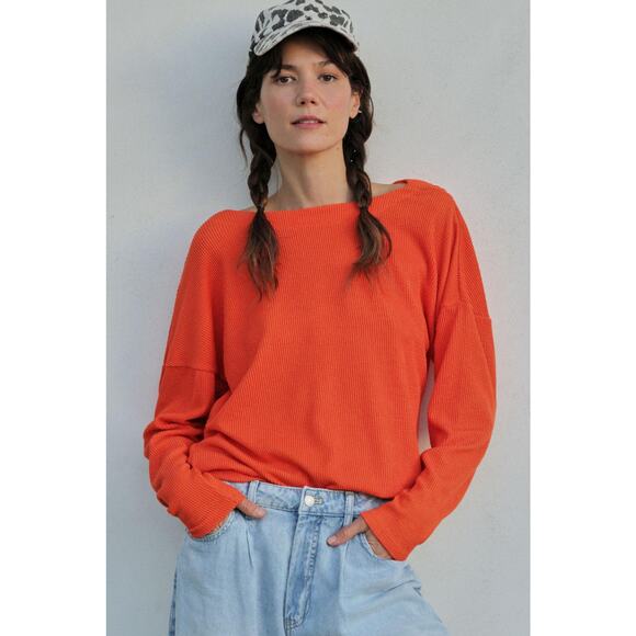 Anthropologie Sweaters - Anthropologie Maeve Kasi Pullover Boat Neck Knit Sweater Orange M